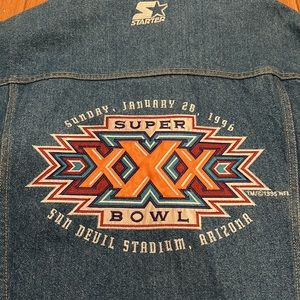 Rare 1995 Vintage Original Starter Super Bowl XXX Denim Jacket Sz. Large Arizona